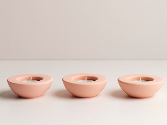 Circle Tea light Set of 3 - Pink Stone