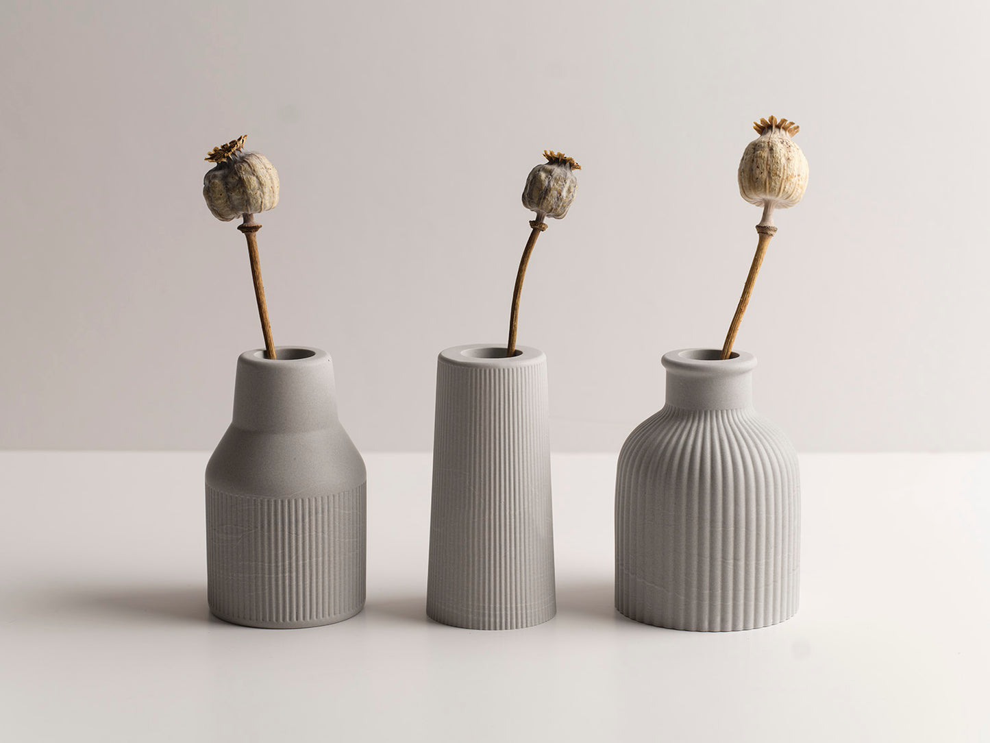 Bud Vase Textured Trio - Pebble