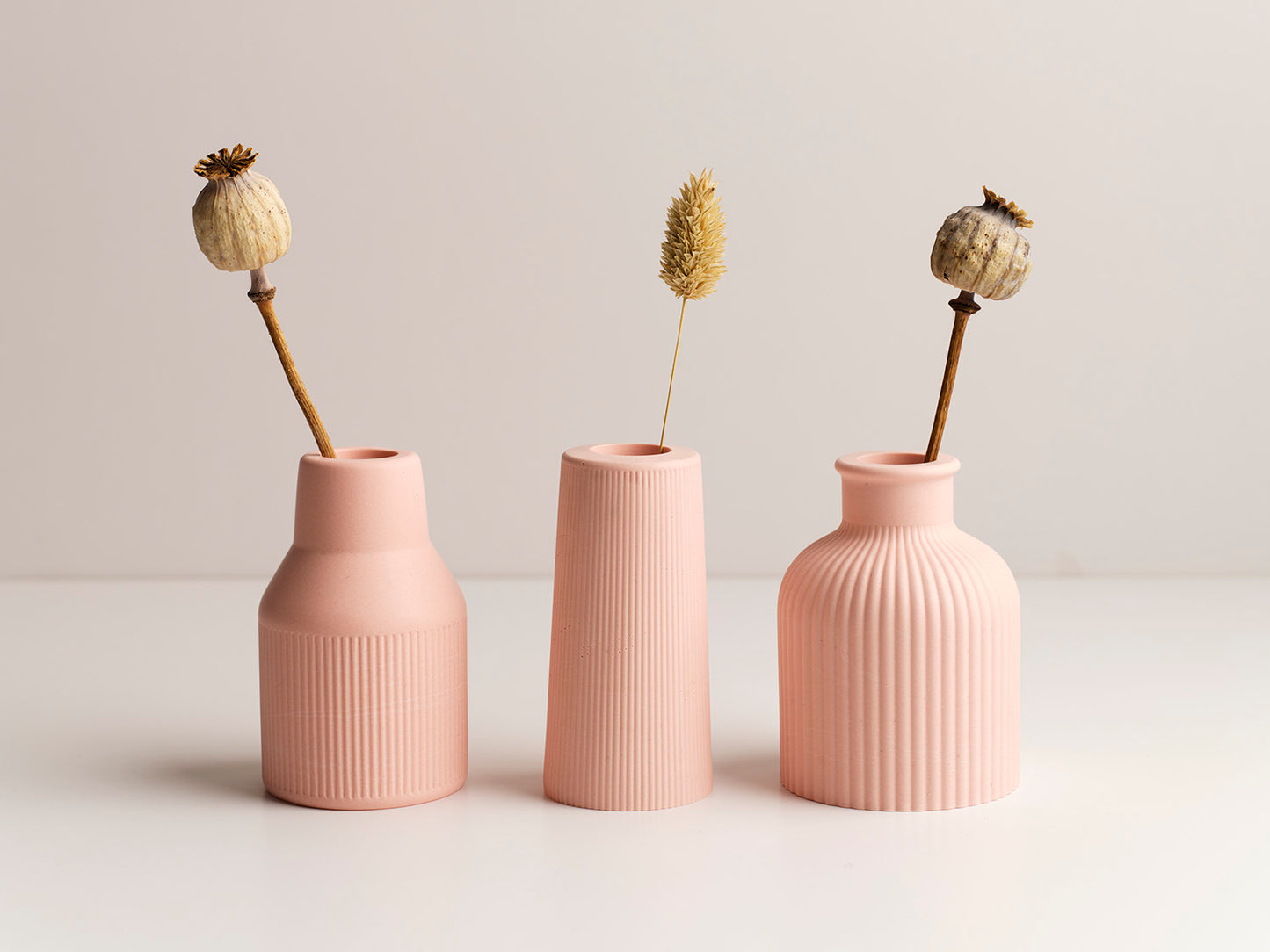 Bud Vase Textured Trio - Pink Stone