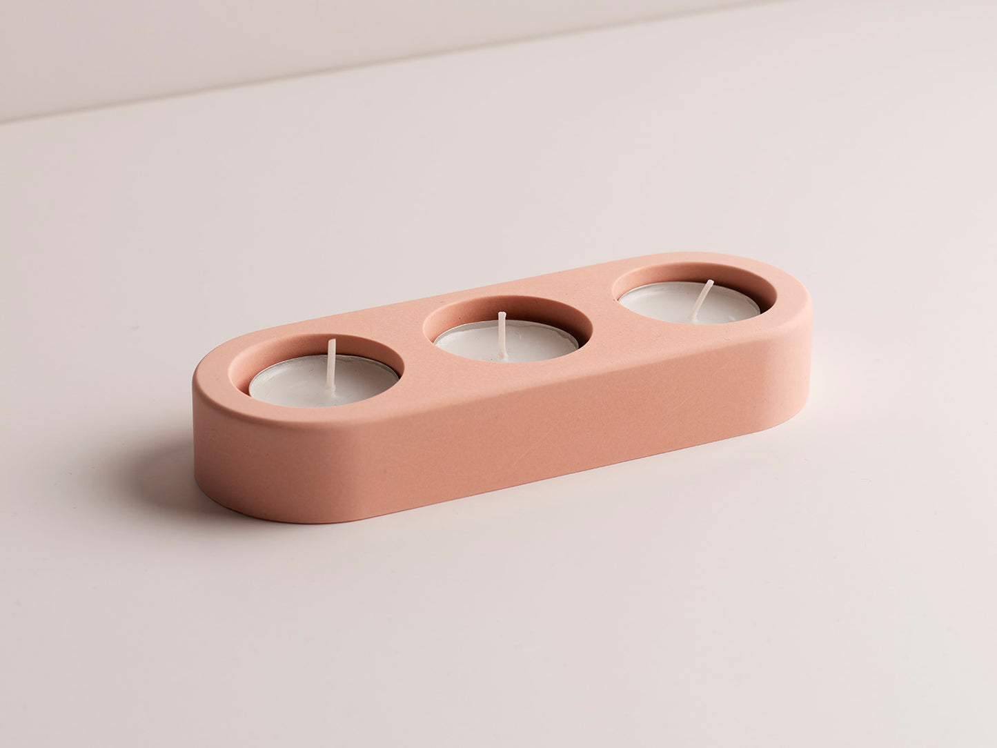 Triple Tea-light Holder - Pink stone